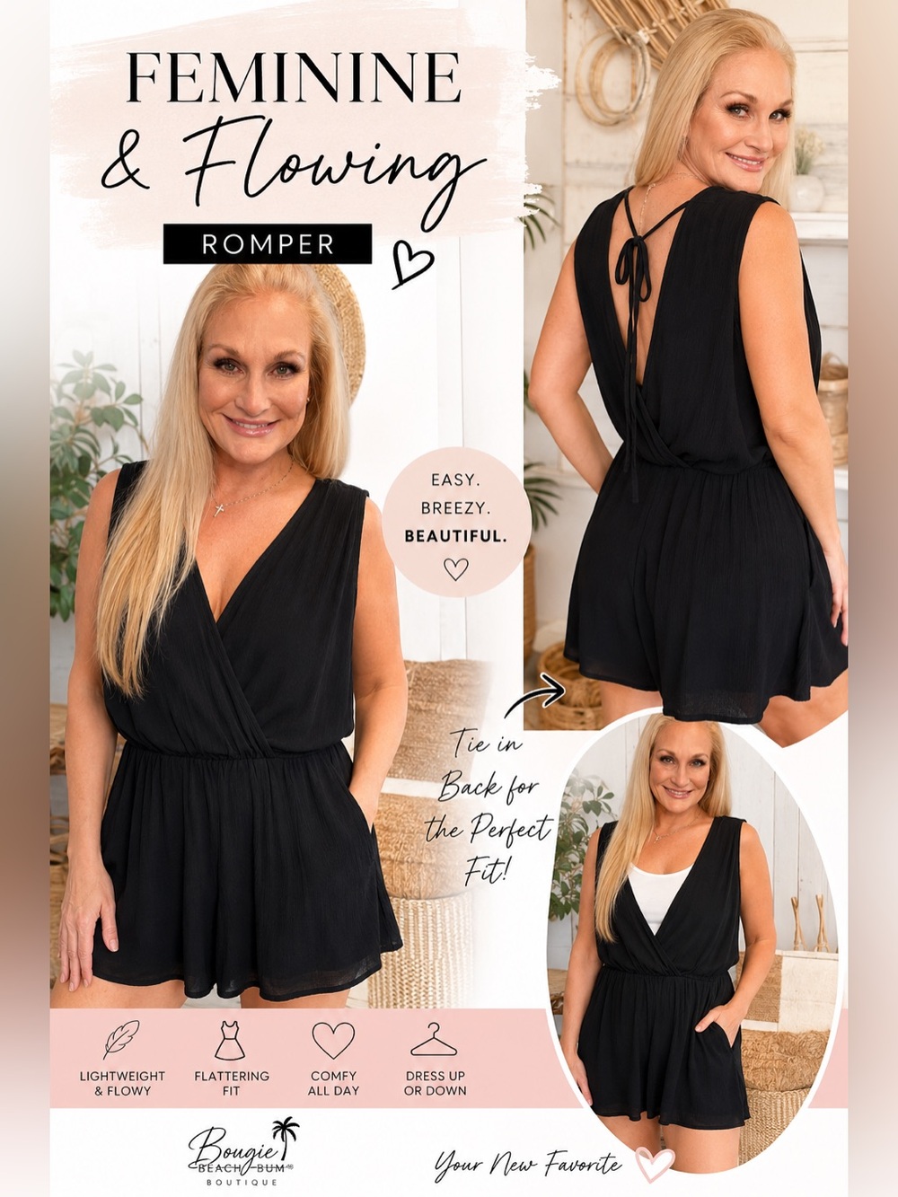 Feminine flowing romper size small